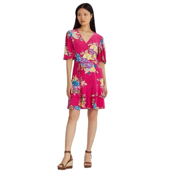 Lauren Ralph Lauren Dresses & Skirts - NWT! Lauren Ralph Lauren Floral Stretch Jersey Pink Dress - Size 8